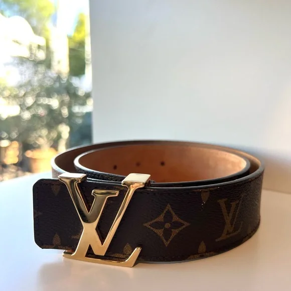 Louis Vuitton Dark Brown Monogram Belt with Gold Buckle - Picture 2 of 5